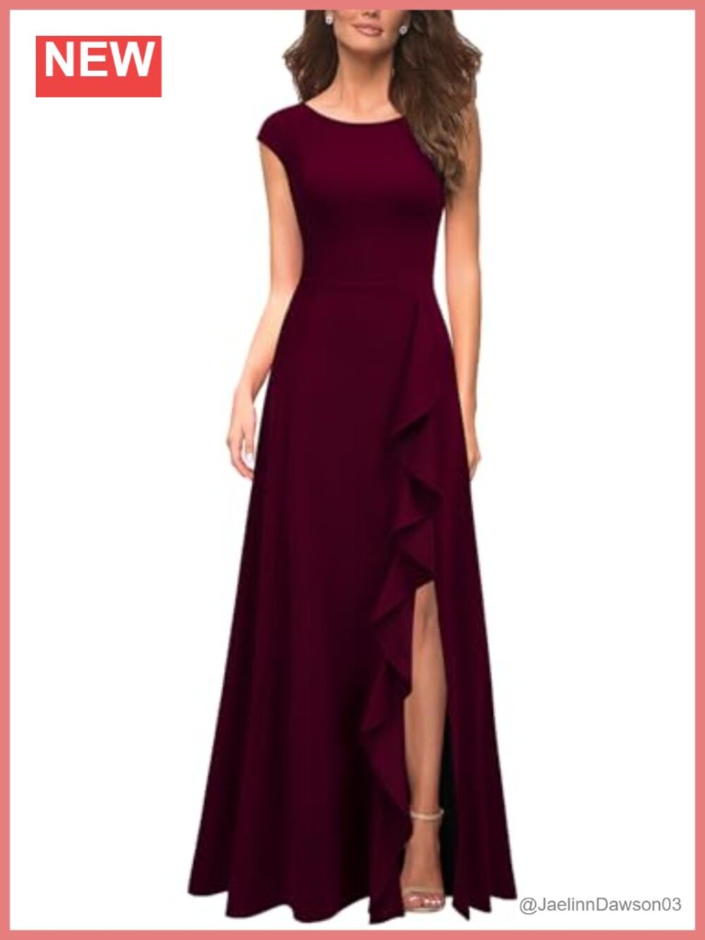 Women's Cocktail Maxi Dress with Pockets Ruffled Split High Waist Long Formal